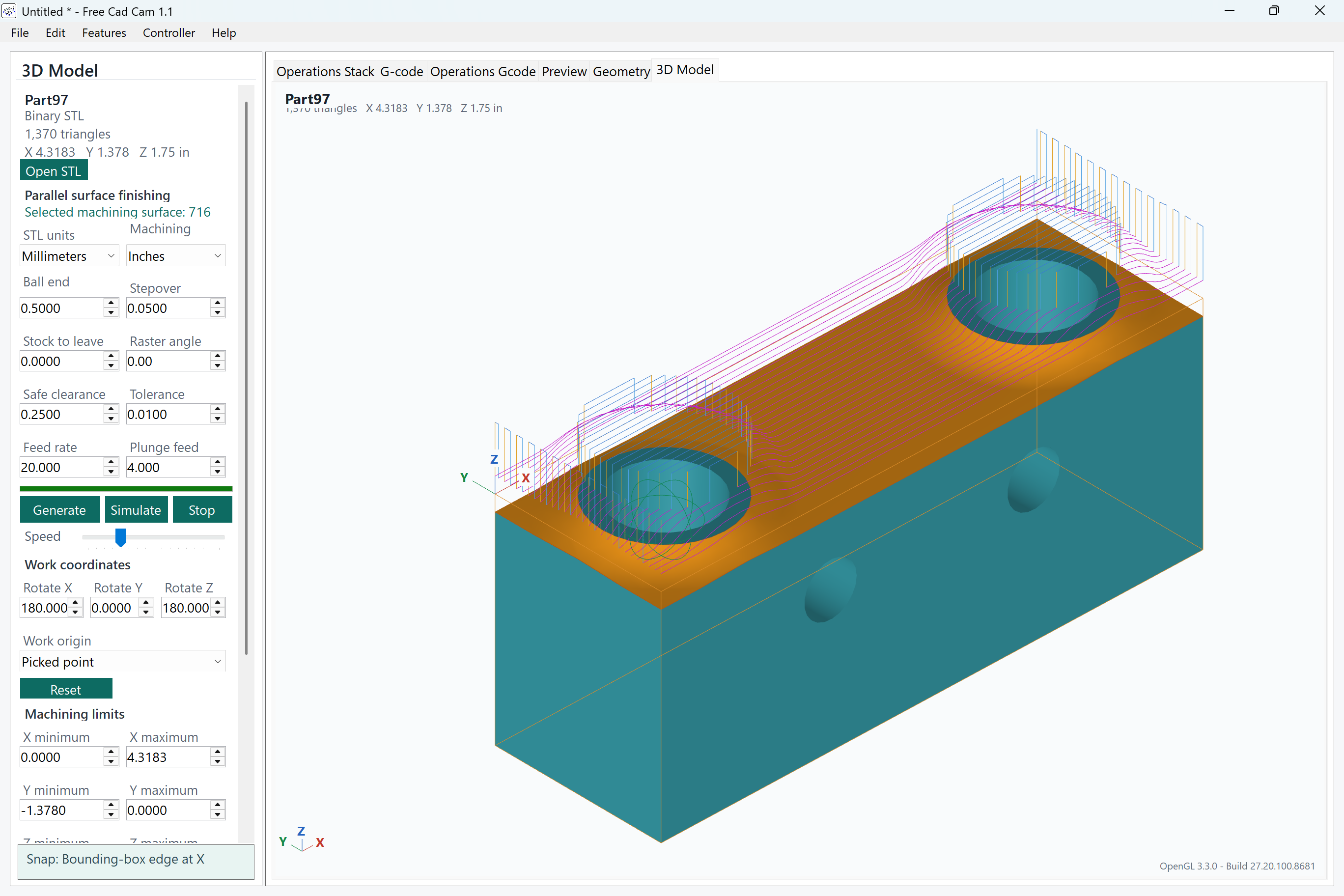 3D surface machining toolpath